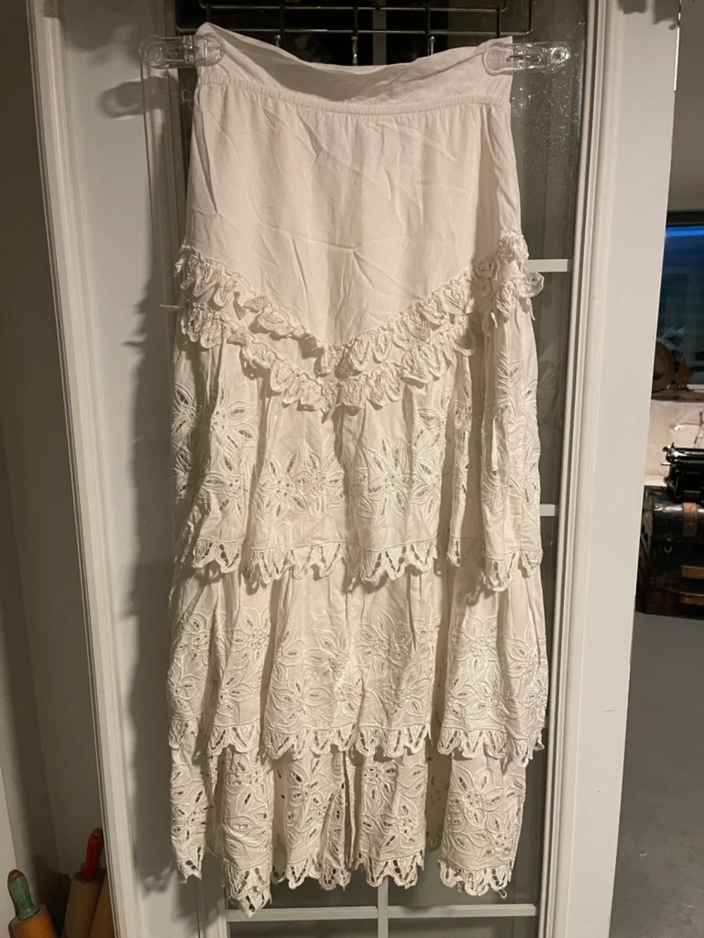 Double D Ranch Cream Tiered Battenberg Lace Maxi Skirt - Picture 3 of 12